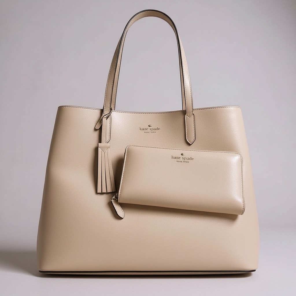 Kate Spade Jana Tote & Wallet Bundle Pink Meringue Saffiano Leather Large Bag
